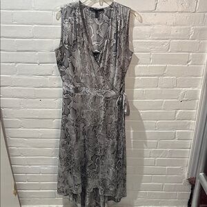 White House Black Market Gray Snakeskin Midi Dress